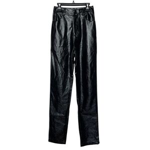 White Fox Black Faux Leather‎ Pants